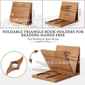 Support de lecture en bois pour bureau, avec porte-gobelet et support pour téléphone, organisateur pliable en bois massif pour livres et collations - Product Image 4