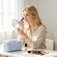 Petite trousse de maquillage gaufrée pour voyage, grande trousse de toilette esthétique portable, pochette cosmétique zippée pour sac à main, organiseur de maquillage
