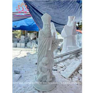 Sculpté à la main Durable Vietnam nouveau haut religieux moderne 100% pierre naturelle couleur statue Saint Patrick Statue avec 1 an de garantie - Product Image 4