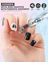 Perceuse à ongles portable professionnelle et lime électrique rechargeable 45000 tr/min pour l'enlèvement des ongles acryliques et du vernis à gel