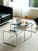 Ensemble de tables basses Lazio de style Bauhaus du milieu du siècle, en acier inoxydable, tables basses modernes minimalistes, meubles de salon pour les petites maisons