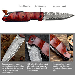 Toptan gülağacı kolu kamp <span class=keywords><strong>Survival</strong></span> katlanır avcılık bıçaklar EDC şam Pocket Knife erkekler için