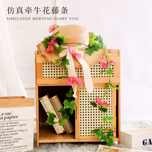 Vigne artificielle de fleurs de gloire du matin en plastique, plante grimpante décorative durable pour cache-conduit de climatiseur, style bohème - Product Image 5