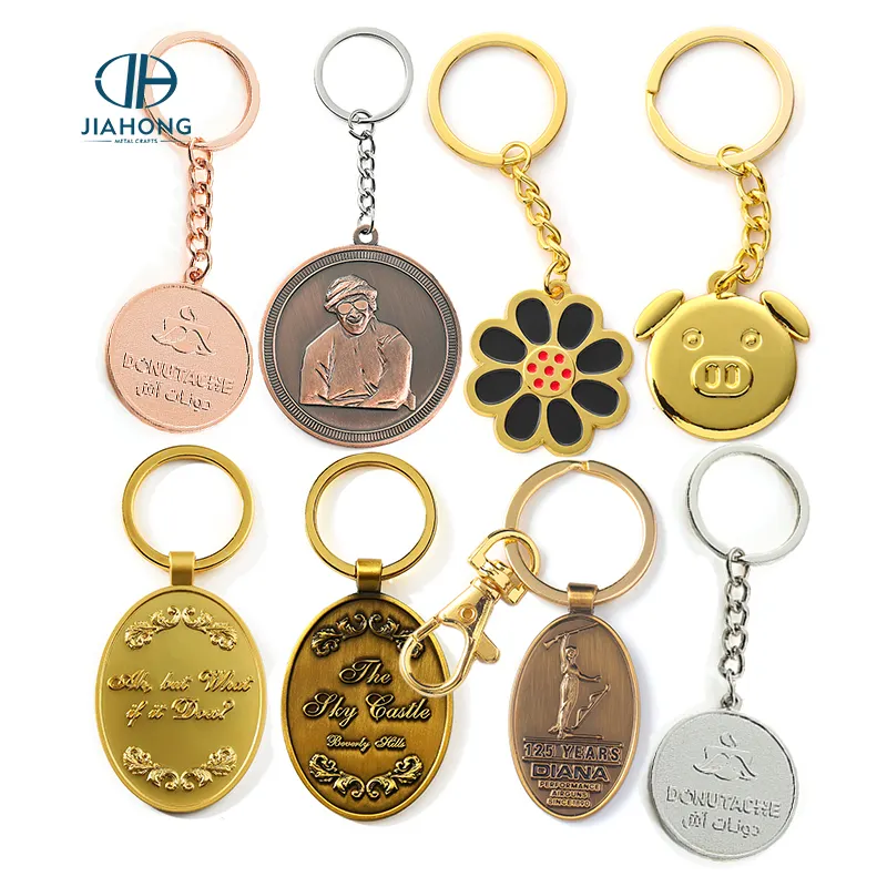 Manufacture Personal Keyring Embossed Brass Golden Plated Engraved Key Chain Hotel Key Ring Custom Keychain Logo Accessories