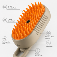 Brosse de toilettage pour animaux de compagnie en silicone auto-nettoyante, peigne pour poils de chien et de chat, vaporisateur de vapeur, massage, rechargeable, moderne, pour intérieur