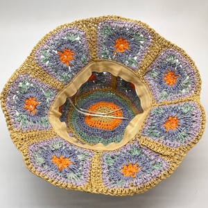 Chapeau en crochet papier style vintage Granny Square, chapeau de soleil pliable pour femmes - Product Image 6