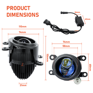 Proiettore fendinebbia Biled ZDL20 da 2 pollici 90W IP68 giallo/bianco per Toyota 12V - Product Image 6