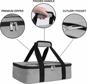 2024 Custom Logo Insulated Casserole Carrier Bag <b>Hot</b> & <b>Cold</b> Food Carrier Bag Lasagna Holder Lunch Bag for Picnics, Parties - Product Image 6