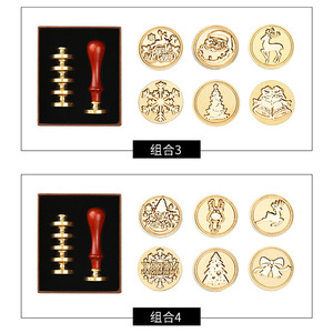 Ensemble de tampons à cire à cacheter avec 5 têtes en cuivre, poignée rouge, sceau métallique pour invitation, enveloppe, décoration de fête de mariage - Product Image 4