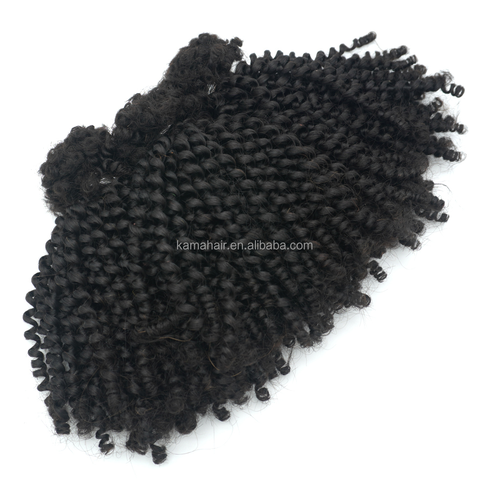 KAMA Bulk Indian Hair Extension Wholesale Afro Kinky Curly 4A 4B Bora Braids Machine Double Weft Bulk for Braiding