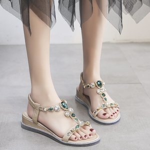 Sandales sexy pour femmes, style romain, best-seller, avec strass, style bohème, talons compensés, talons hauts, <span class=keywords><strong>chaussures</strong></span> à bout ouvert - Product Image 6