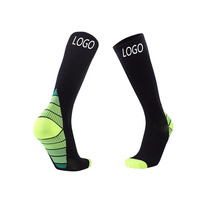 Chaussettes de compression sportives unisexes sur mesure, hauteur genou, pour femmes et hommes, en Spandex/Nylon/Coton, séchage rapide, respirantes, antidérapantes