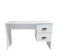 Bureau d'ordinateur Yukai en mélamine blanche avec deux tiroirs, table d'écriture, surface en bois, mobilier de bureau à domicile CD-M03
