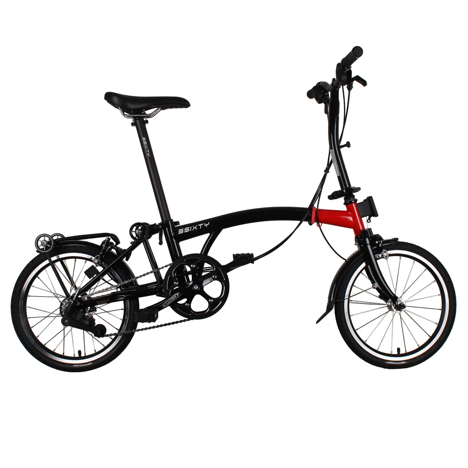 3SIXTY Adult Folding Bike,16Inch 6Speed Urban Folding Compact Bike Urban Business Ships From CHN Black&Red