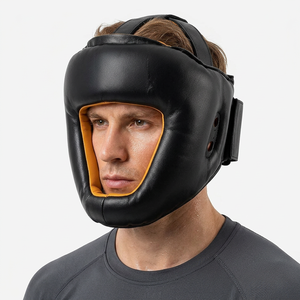 Protector de Cabeza de Cuero Negro Abierto para Boxeo, MMA, Artes Marciales, Entrenamiento y Sparring - Product Image 6