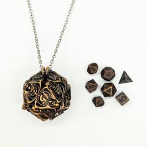 Juego de dados metálicos huecos con forma de calavera y colgante, 7 piezas poliédricas, accesorios de juego DND RPG para jugadores de mesa - Product Image 4