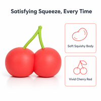 Balle anti-stress souple et compressible en forme de cerise, tige verte, rouge vif, à rebond lent, pour bureau