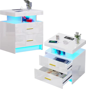 Новая умная современная прикроватная тумба с двумя ящиками, зарядкой, хранением, в стиле лайт-люкс, многофункциональная, для отелей и дома, высококачественная мебель - Product Image 4