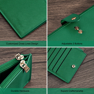 <span class=keywords><strong>Portafoglio</strong></span> RFID Personalizzato per Donne, Grande Formato <span class=keywords><strong>Verde</strong></span>, Bifold con Tasca con Cerniera, Porta Carte di Credito per Donne - Product Image 4