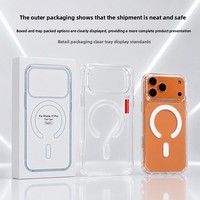 Coque de téléphone magnétique ultra transparente très vendue, protection antichoc haute esthétique avec emballage de vente au détail pour la série iPhone