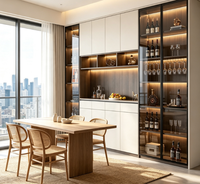 Meuble à vin mural moderne avec éclairage LED, vitrine à liqueurs en verre trempé, meuble de rangement pour bar à domicile sur mesure