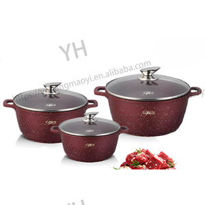 Hoge Kwaliteit 36/40/44Cm Gegoten 6 Stuks Grote Maat Potten En Pannen Koken Soep Pot Aluminium Non-Stick Kookgerei Sets Met Glazen Deksel - Product Image 3