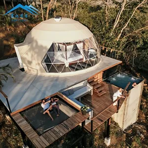 Заводская цена водонепроницаемый ПВХ геодезический купол палатка роскошный отель курорт иглу купольная палатка для продажи