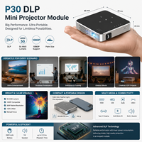 Projecteur de poche intelligent Android natif, Google TV, Netflix, YouTube, 1080P, 80 lumens, batterie intégrée, lampe LED intégrée