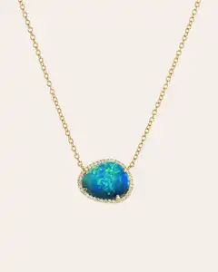 Wholesale Fashion Jewelry Gold Plated New Trendy 925 Sterling Silver Necklaces Opal Necklace