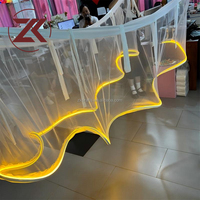 Rideau de mariage ZKAI en forme de S, bande lumineuse LED romantique pour fête de mariage, draperie de plafond pour décoration d'événements