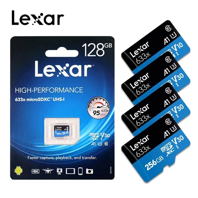Original Lexar Memory Card 32GB 64GB 128GB 256GB 512GB Micro TF SD Card up to 95M/S C10 Flash Sd Card 256GB for Phone
