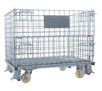 Cage de stockage en acier pliable, panier de manutention logistique, cage de rangement à cadre en fer pour entrepôt