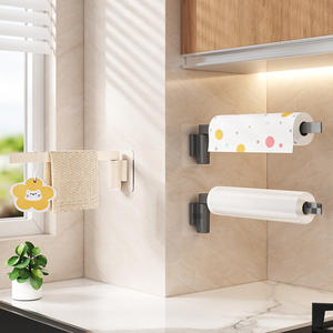 Support mural multifonctionnel sans perçage pour rangement de cuisine, support pour film alimentaire, design pliable SX - Product Image 1