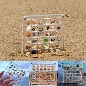 アクリル磁気貝殻ディスプレイボックス、装飾貝殻収納ボックス、ディスプレイケース装飾貝殻ヒトデ装身具