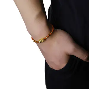 Rinhoo Handgemaakte Geluksbrenger Nieuwe Handgeweven Chinese Knoop Paar Armband Mannen Vrouw Verguld Pixiu Armband