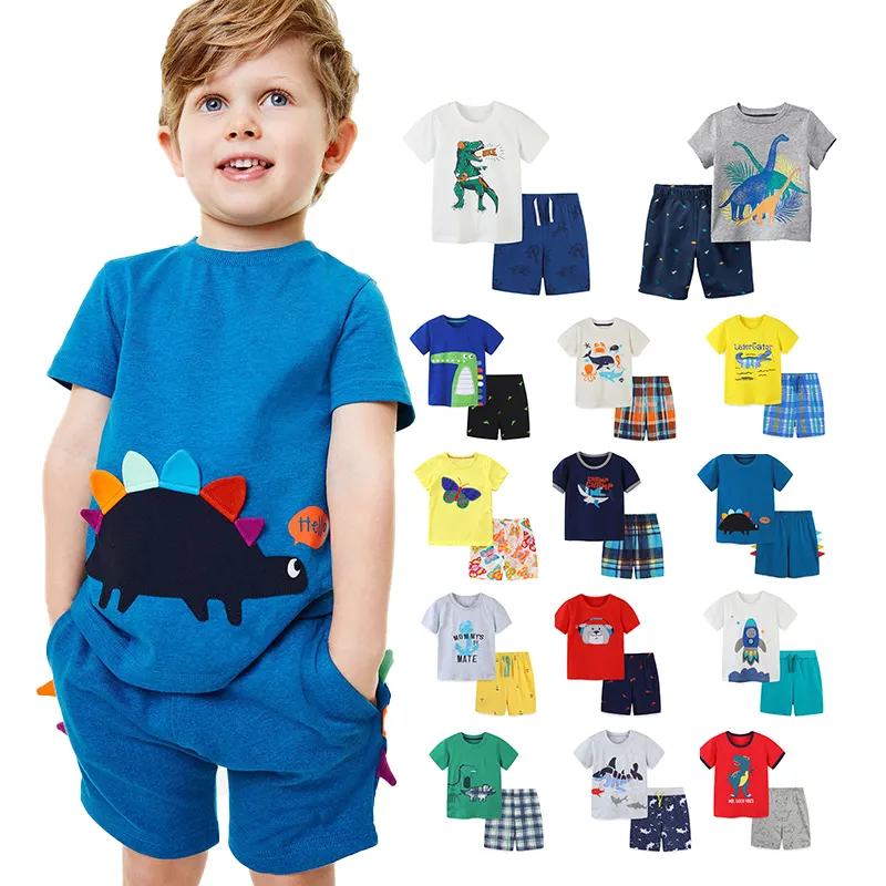 Hot sale Summer Kids Clothes Boys Cotton Knitted Children's Clothes Sets baby summer clothes set