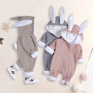 Baju Monyet Bayi Perempuan Baru Lahir, Pakaian Luar, Romper Bayi Anak Laki-laki, Kostum Jumpsuit Bertudung Telinga Kelinci Musim Dingin