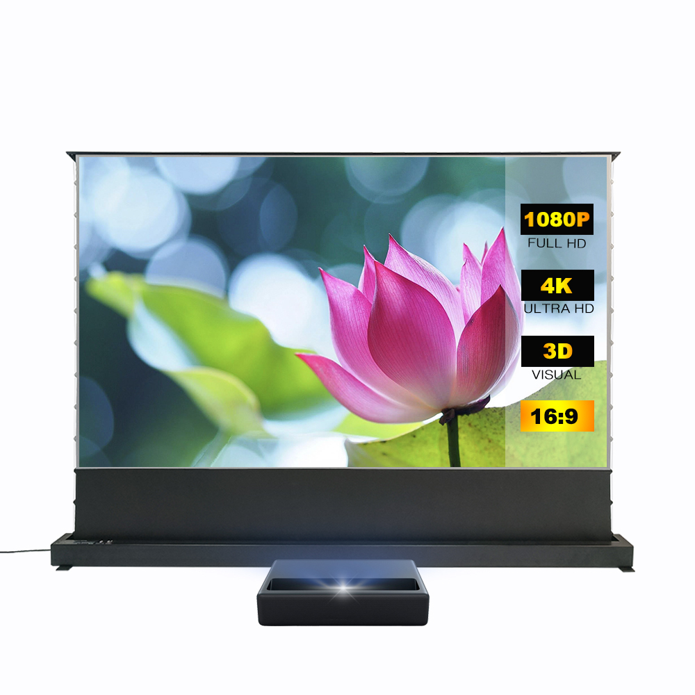 <strong>100</strong> <strong>Inch</strong> 4K HD Laser <strong>TV</strong> <strong>Projector</strong> Screen with ALR Motorized Floor Rising Projection Future <strong>TV</strong> for UST <strong>Projectors</strong> 16:9 Format