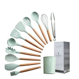 Custom Private Label Logo Trending Home Multifunction 11 Pieces Cooking Silicone Wooden <b>Kitchen</b> <b>Accessories</b> Tools & Gadgets - Product Image 1