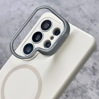 Coque en silicone liquide JOYPORODO S117 avec support d'objectif pour iPhone 18 17 16~12 Pro Max, coque magnétique antichoc pour Samsung
