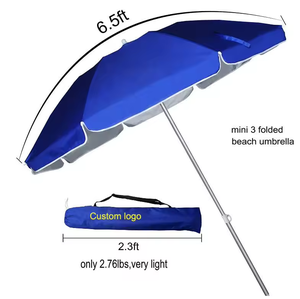 Sombrilla de Playa con Base de Acero Impermeable y Borla, Diseño Plegable para Uso Comercial en Exteriores, Impresión Promocional - Product Image 1