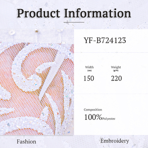 Prodotti più venduti di lusso romanticismo tessuto ricamato romanticismo romanticismo tessuto di maglia schiumato Glitter per le donne vestito - Product Image 4