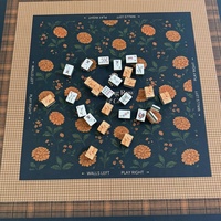 Tapis de Mahjong Américain Pliable en Caoutchouc Imprimé Chrysanthème, Élégant et Luxueux, Antidérapant, Housse de Table de Jeu Imperméable avec Guide des Règles de Jeu