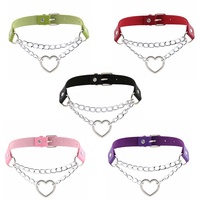 Collier cœur mignon style hip-hop cosplay de demoiselle d'honneur pour femme, ras-de-cou réglable en cuir, cadeau bijou