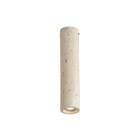 Luminaire suspendu LED long en pierre de travertin jaune, style Wabi-Sabi, petit lustre vintage, hauteur réglable, sans fil
