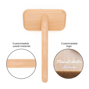 Brosse à lisser pour chien de toilettage pour animaux de compagnie avec manche en bois incurvé avec coussin d'air en caoutchouc super doux brosse pour animaux de compagnie - Product Image 4