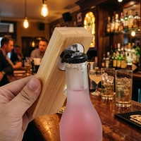 Abridor de Botellas de Madera Minimalista con Nivel de Burbuja, Multifuncional, Herramienta para Abrir Tapas de Cerveza, Decoración para el Hogar, Regalo Creativo