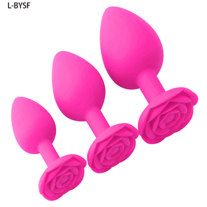 Wholesale <strong>Factory</strong> Rose Shaped Silicone <strong>Anal</strong> Butt Plug 3 Size Big Size Buttplug <strong>Anal</strong> Toys for Male/Women <strong>Anal</strong> Trainer Couples SM - Product Image 1