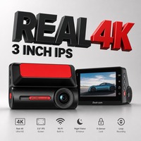 Caméra de tableau de bord double objectif 4K avec Wi-Fi, écran IPS 3 pouces, batterie 200 mAh, Type C, enregistrement en boucle et Time Lapse