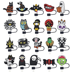 Accessoires de décoration pour chapeau de paille de dessin animé de haute qualité, série Halloween, en PVC souple détachable de 10 mm - Product Image 1